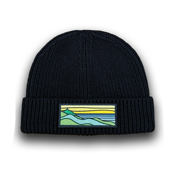 Merino Wool Gold Ridgecrest Short-Roll Beanies, Black / Mini Gold Ridgecrest