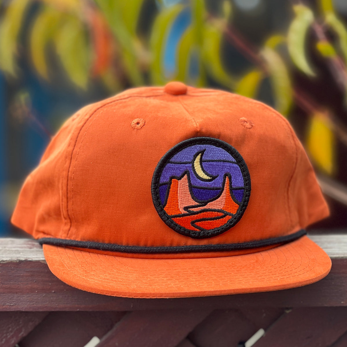 Flat Brim Rope Hat (Sandstone/Black) with Desert Patch Tommy Breeze