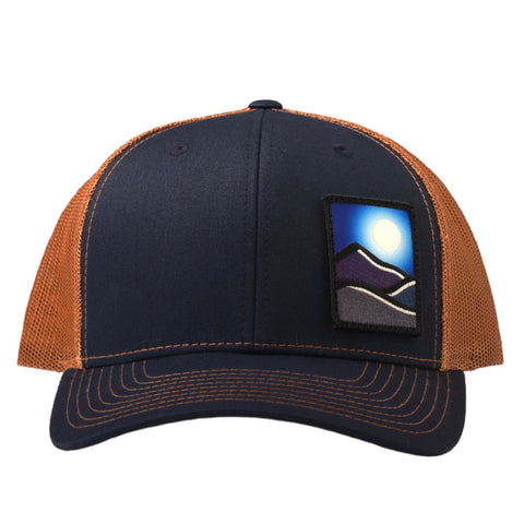 Curved Brim Trucker (Navy/Bronze) with Full Moon Patch