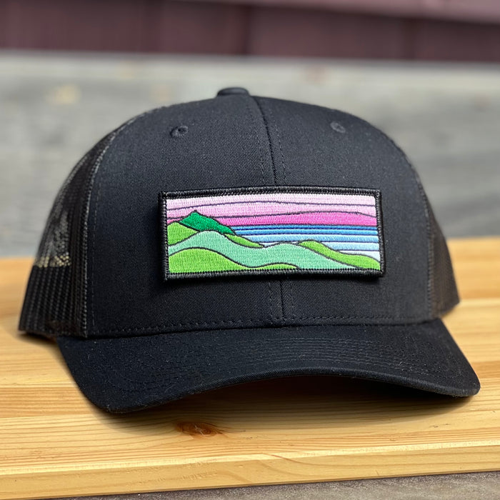 Pink Ridgecrest Curved-Brim Trucker, Black