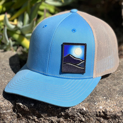 Curved Brim Trucker (Ocean/Sand) with Full Moon Patch