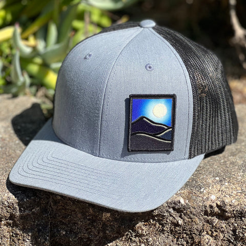Curved Brim Trucker (Stone/Black) with Full Moon Patch