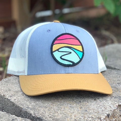 Curved-Brim Trucker (Stone/Clay/Ivory) with Hilltop Patch