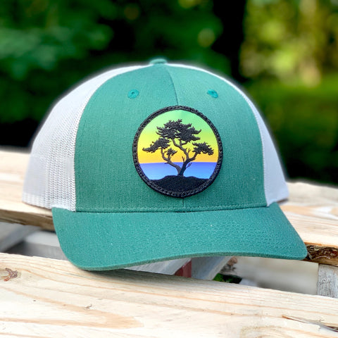 Curved-Brim Trucker (Emerald/Silver) with Cypress Patch