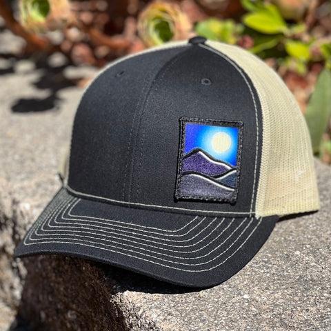 Curved Brim Trucker (Black/Gold) with Full Moon Patch