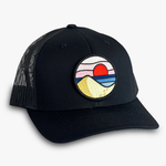 Curved-Brim Trucker (Black) with Beach Day Patch