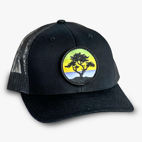 Curved-Brim Trucker (Black) with Cypress Patch