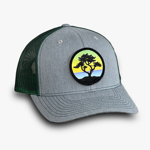 Curved-Brim Trucker (Grey/Green) with Cypress Patch