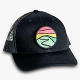 Curved-Brim Trucker (Black) with Hilltop Patch
