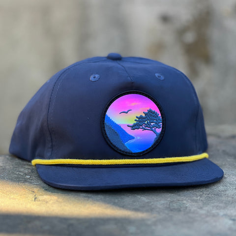 Flat-Brim Rope Hat (Navy/Gold) with Vista patch