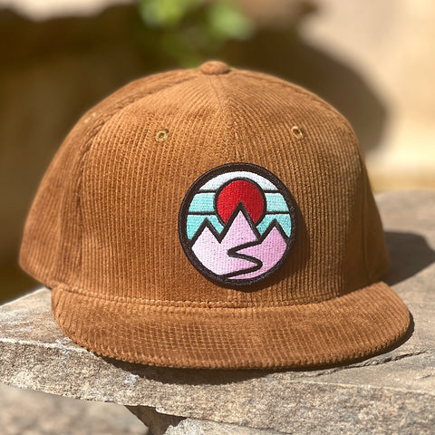 Corduroy Snapback (Brown) with Mountains Patch