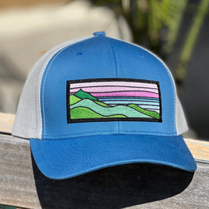 Pink Ridgecrest Curved-Brim Trucker (Cobalt/Silver)