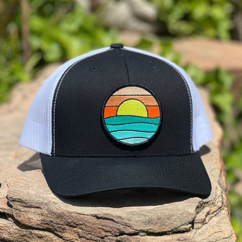 Curved-Brim Trucker (Black/White) with Serenity Patch
