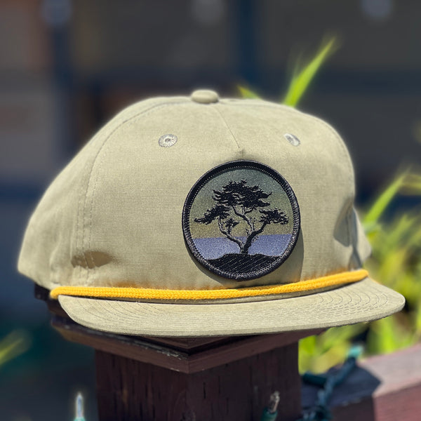 Blackout Cypress Flat-Brim Rope Hat (Moss/Gold)