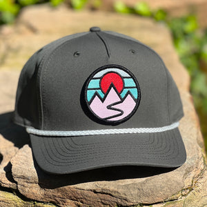 Mountains Classic Rope Hat (Charcoal/White)