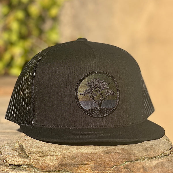 Blackout Cypress Flat-Brim Trucker (Black)