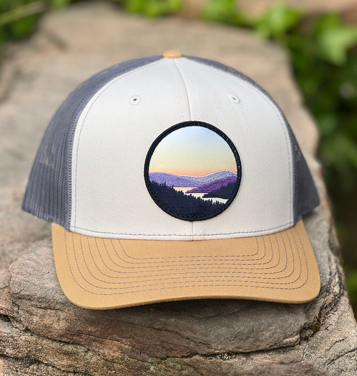 Lakeview Curved-Brim Trucker, Ivory/Clay/Steel