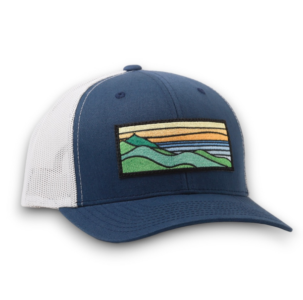 Orange Ridgecrest Curved-Brim Trucker (Navy/White)