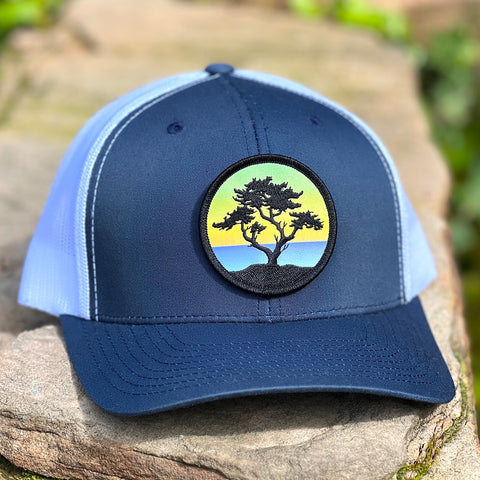 Curved-Brim Trucker (Navy/White) with Cypress Patch