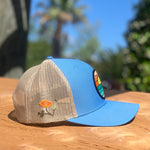 California Poppy Curved Brim Trucker (Ocean/Sand) with Serenity Patch
