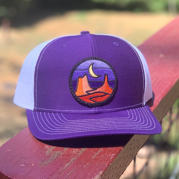 Desert Curved-Brim Trucker (Purple/White)