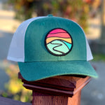 Curved-Brim Trucker (Green/Silver) with Hilltop Patch