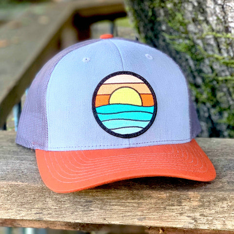 Curved-Brim Trucker (Grey/Orange/Charcoal) with Serenity Patch