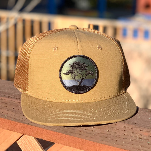 Blackout Cypress Flat-Brim Trucker (Caramel)