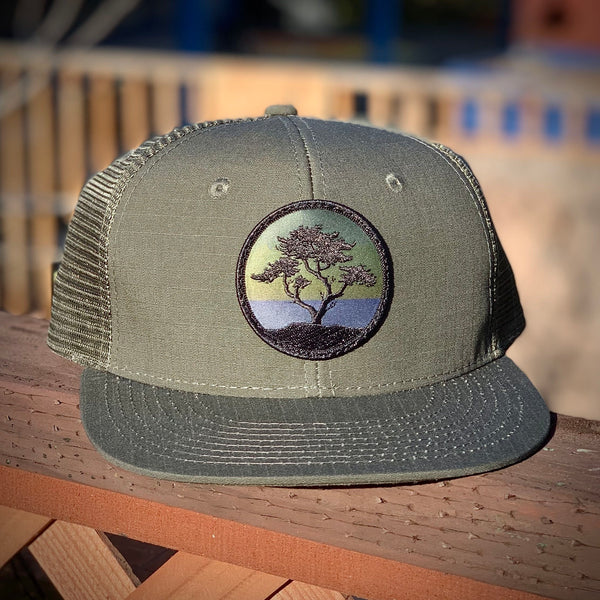 Blackout Cypress Flat-Brim Trucker (Olive)