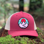 Curved-Brim Trucker (Maroon/Gold) with Mountains Patch