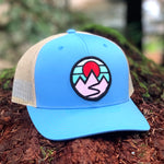 Curved-Brim Trucker (Ocean/Sand) with Mountains Patch