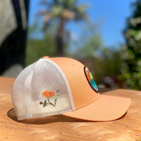 Poppy Serenity Curved-Brim Trucker (Peach/Ivory)