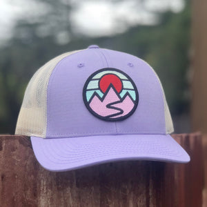 Mountains Curved-Brim Trucker (Lavender/Ivory)