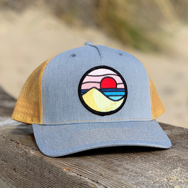 Beach Day Curved-Brim Trucker (Stone/Sun)