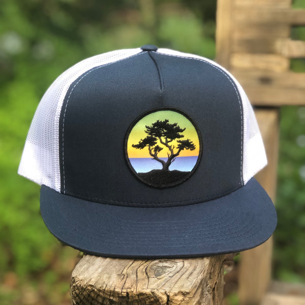 Cypress Flat-Brim Trucker (Navy/White)