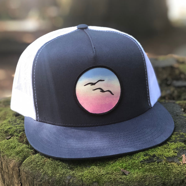 Birds Flat-Brim Trucker (Navy/White)