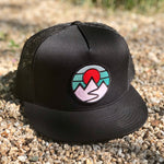 Flat-Brim Trucker (Black) with Mountains Patch