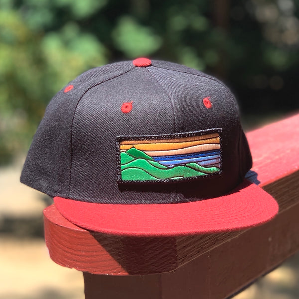 Orange Ridgecrest Flat-Brim Snapback (Black/Red)