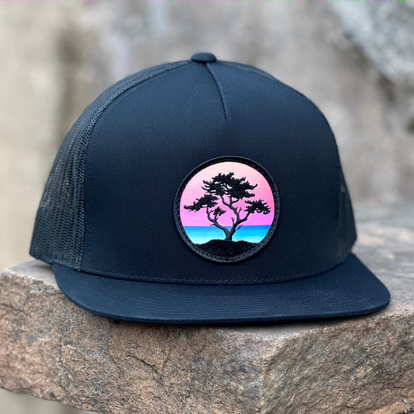 Sundown Cypress Flat-Brim Trucker (Black)