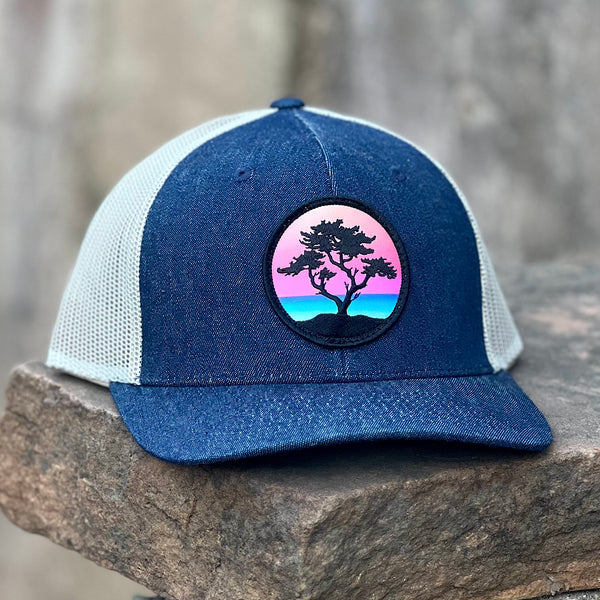 Sundown Cypress Denim Curved-Brim Trucker (Navy/Sand)