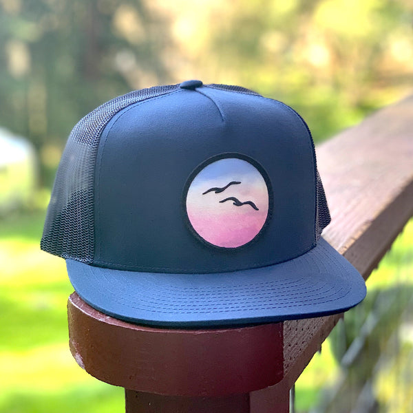 Birds Flat-Brim Trucker (Navy)