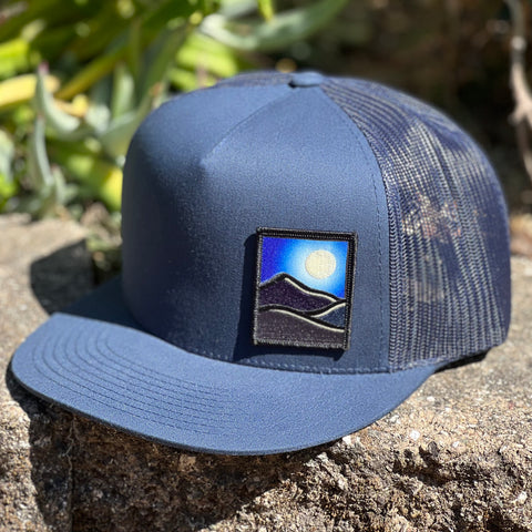 Flat Brim Trucker (Navy) with Full Moon Patch