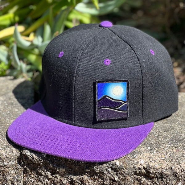 Full Moon Flat-Brim Snapback (Black/Purple)