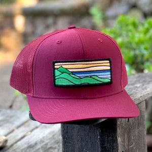 Gold Ridgecrest Curved-Brim Trucker (Maroon)