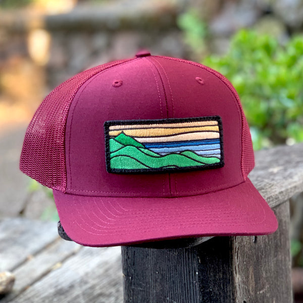 Orange Ridgecrest Curved-Brim Trucker (Maroon)