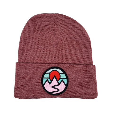 Classic Beanie (Cardinal) with Mountains Patch