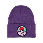 Classic Beanie (Purple) with Mountains Patch