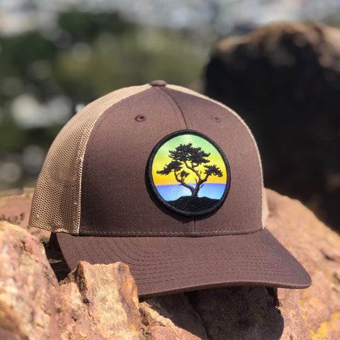 Curved-Brim Trucker (Brown/Sand) with Cypress Patch