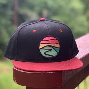 Hilltop Flat-Brim Snapback (Black/Maroon)