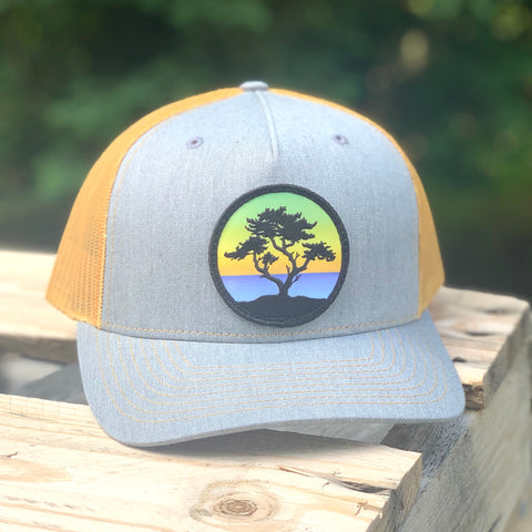 Curved-Brim Trucker (Grey/Gold) with Cypress Patch